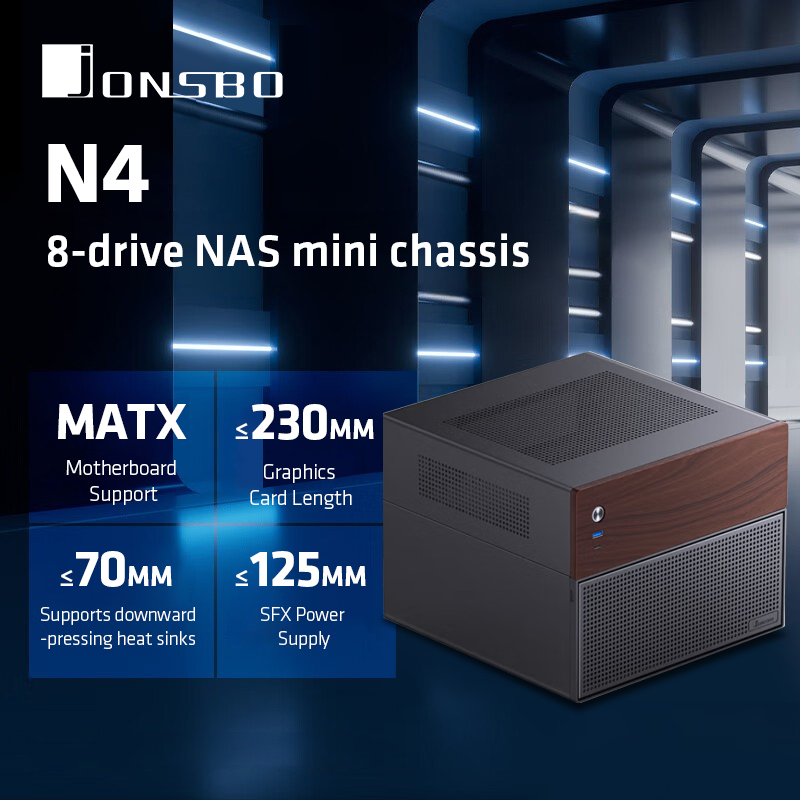 Retro Gaming Pc Case - JONSBO N4 검정색 NAS 섀시 M-ATX