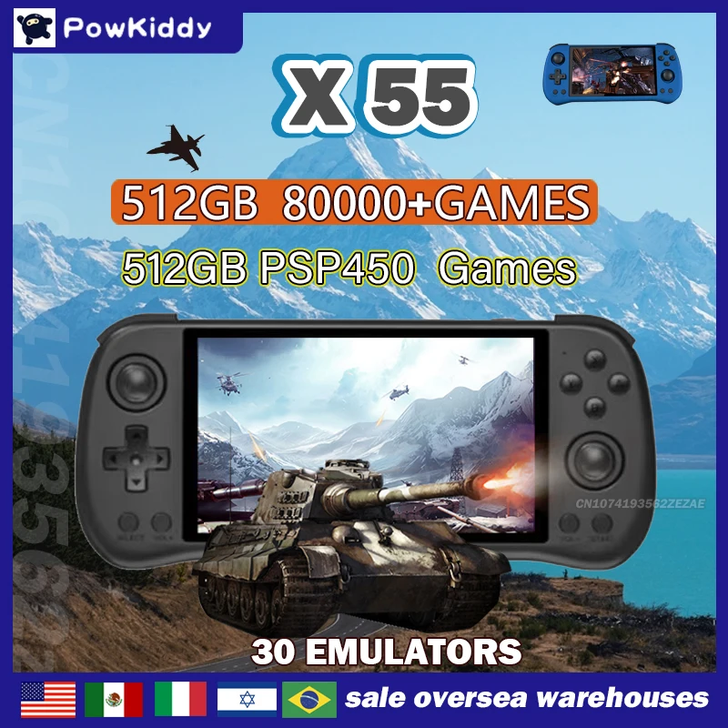 80000 게임 512G POWKIDDY X55 5.5 - Retro Gaming N64 리뷰 및 가격